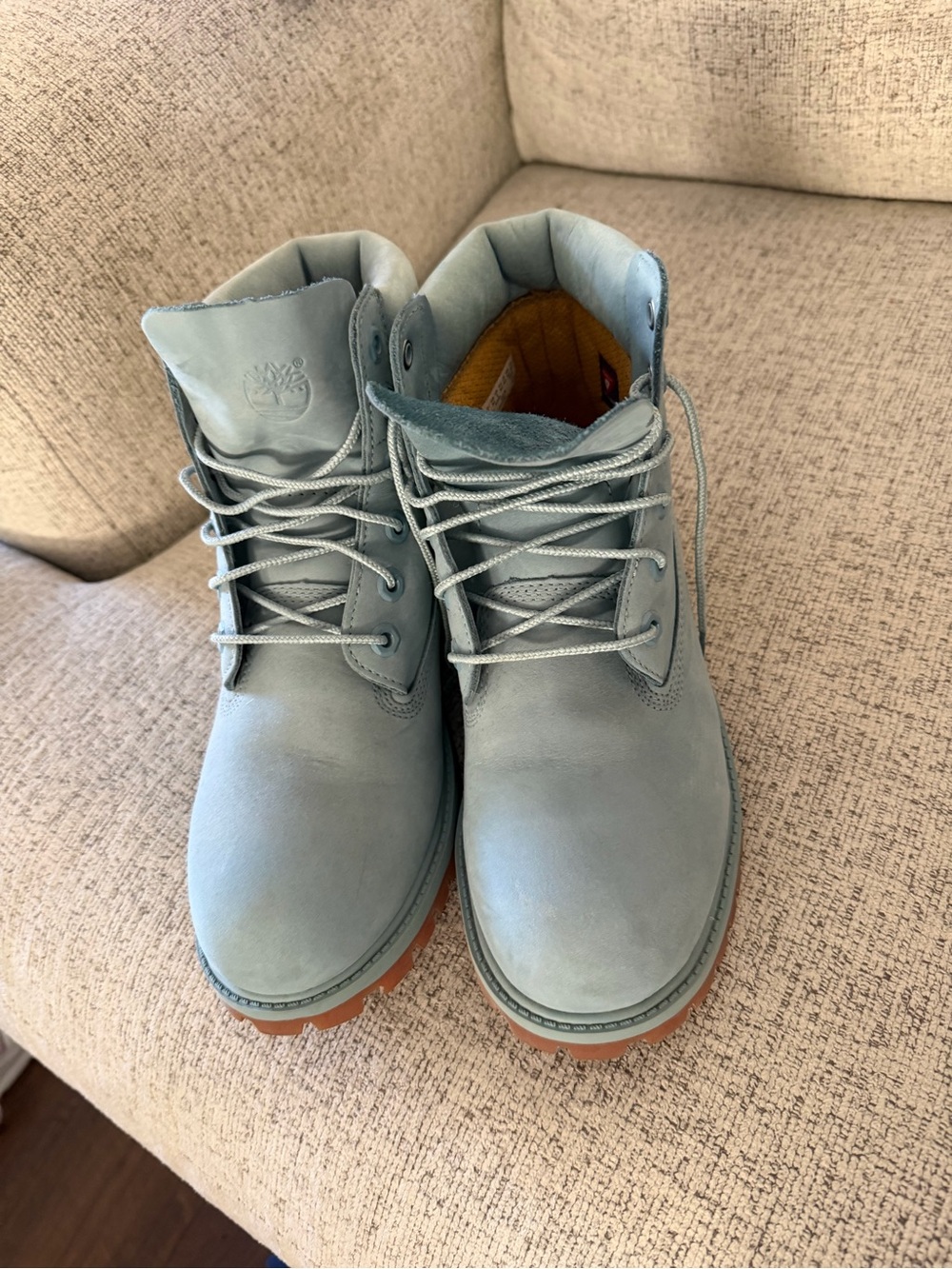 Timberland Men's Pale Blue Lace-Up Leather Boots